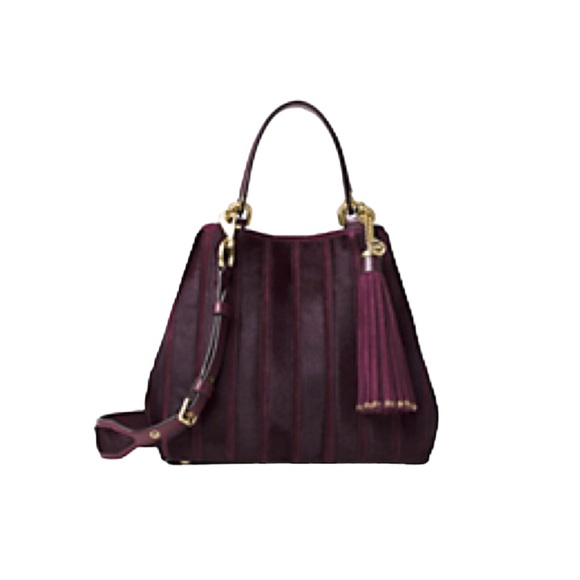 Michael Kors Brooklyn Suede Shoulder Bag Plum - Picture 1 of 11